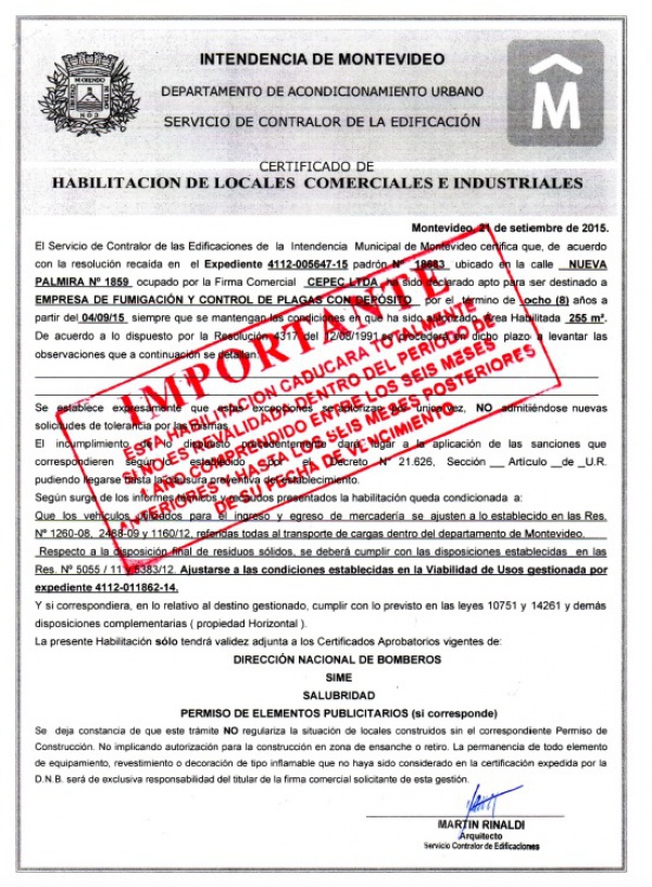 Habilitaci&oacute;n del Local I.M.